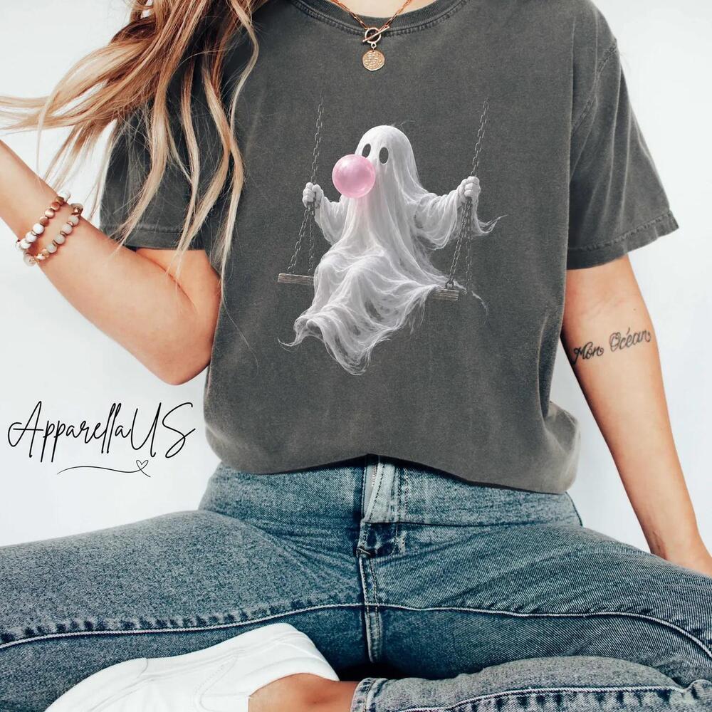 Ghost Bubble Gum Shirt, Funny Halloween Swing Tee, Cute Spooky